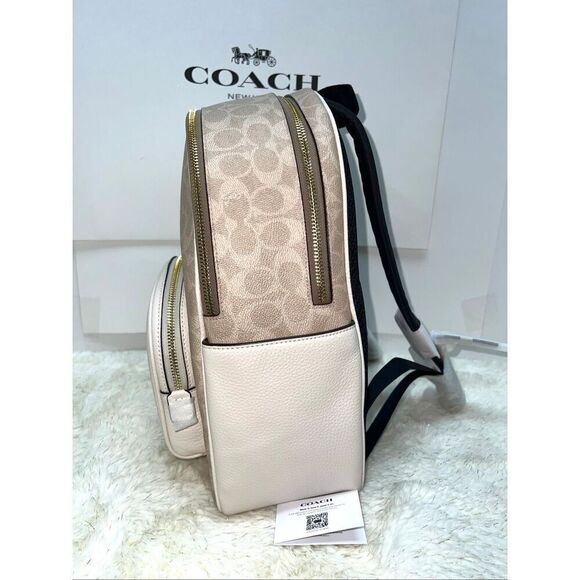 ??NWT! Coach Court Backpack in Signature Canvas Sand/Chalk CZ176 Msrp:$450.00 main image 10
